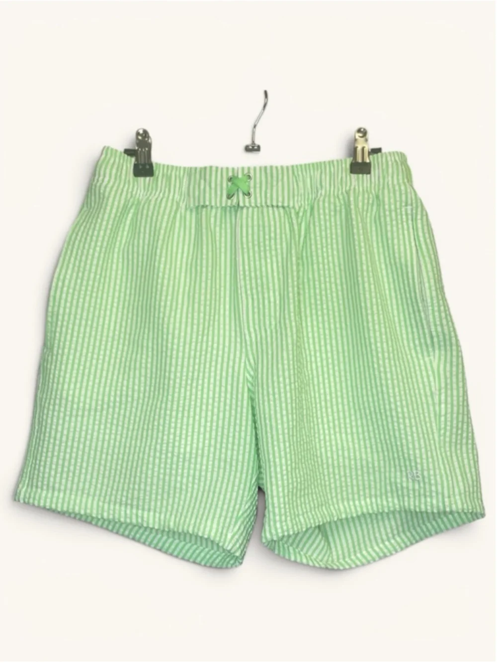 RuggedButts Green Seersucker Swim Shorts Boys M